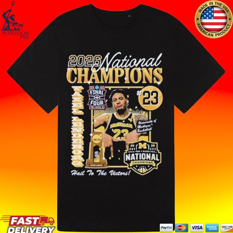 Michigan Wolverines Men’s Basketball Campus Ink 2026 National Champion #23 Yaxel Lendeborg T-shirt