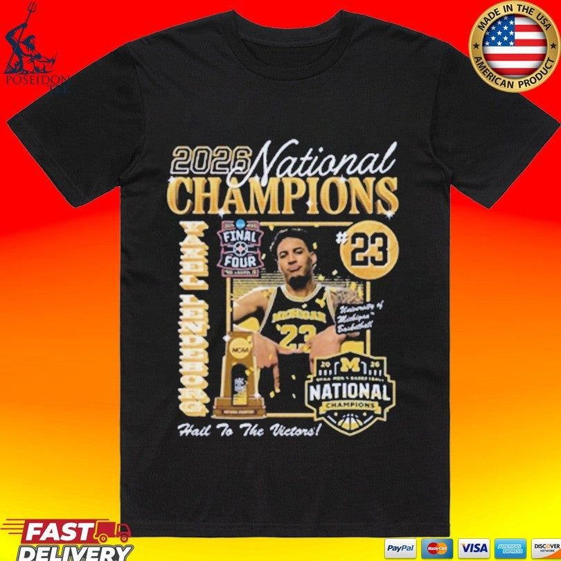 Michigan Wolverines Men’s Basketball Campus Ink 2026 National Champion #23 Yaxel Lendeborg T-shirt
