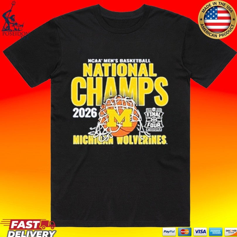Michigan Wolverines Men’s Basketball National Champions Cut Net T-shirt