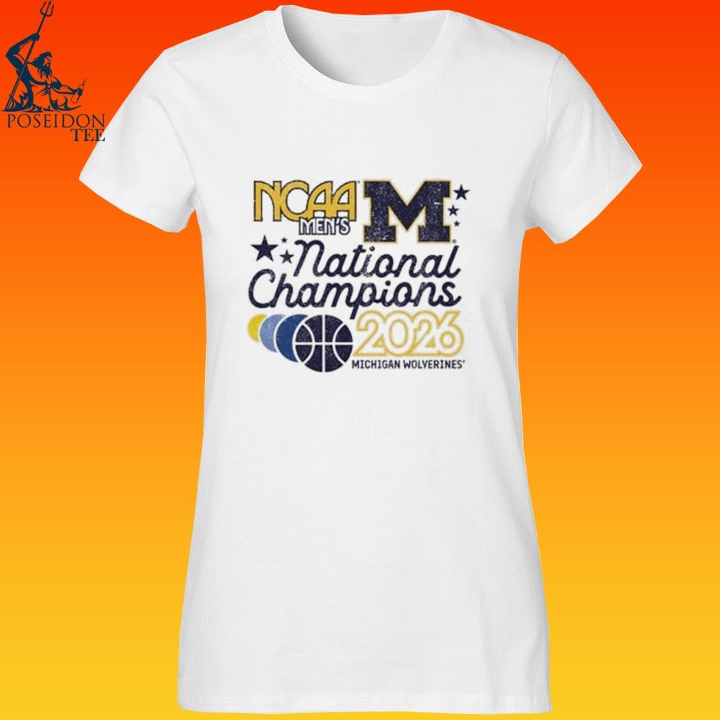Michigan Wolverines Mens Ivory 2026 Men’s Basketball National Champions Banners T-shirt