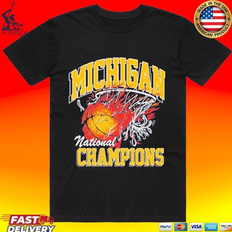 Michigan Wolverines National Champions Flame T-shirt