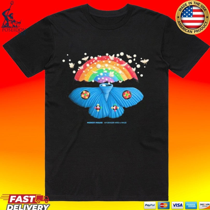 Modest Mouse An Eraser And A Maze Rainbow Moth T-shirt