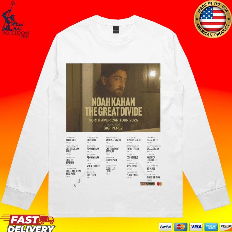 Noah Kahan The Great Devide North American Tour 2026 Dates T-shirt