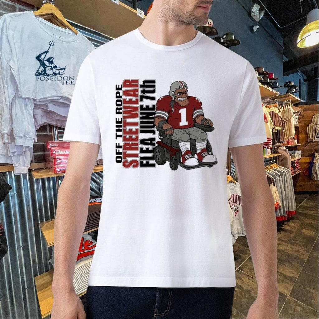 Off The Rope Streetwear Flea June 7th Football Player In A Wheelchair T-shirt