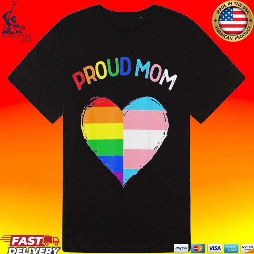 Proud Mom Pride Flag Transgender Awareness Heart Lgbtq Support Awareness T-shirt