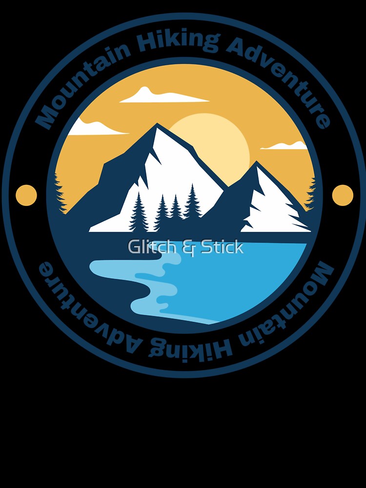 Blue Yellow and White Simple Mountain Hiking Circle Sticker by Glitch & Stick