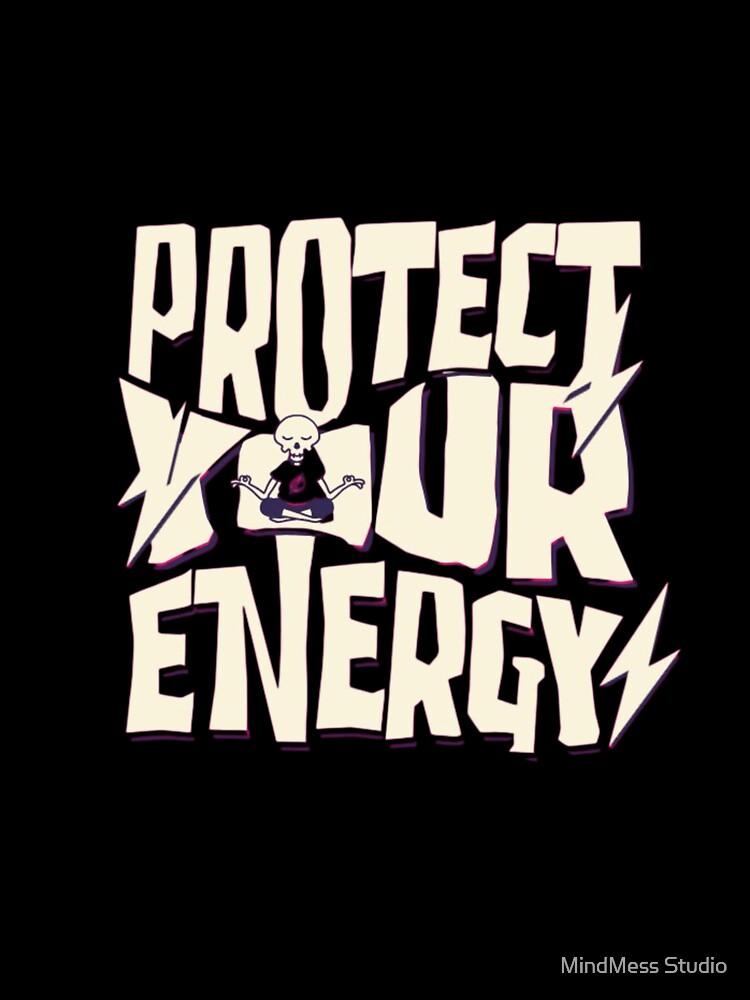 Protect Your Energy – Meditation Skull Retro Streetwear by MindMess Studio