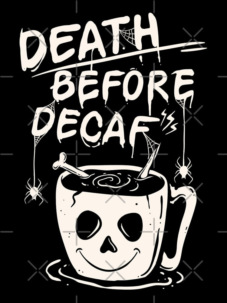 death before decaf coffee illustration Halloween 2020 mask sticker T-Shirt by zugharo2019