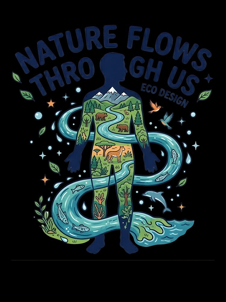Nature Flows Through Us Artistic Eco Illustration by Nuvoro Eco Awareness