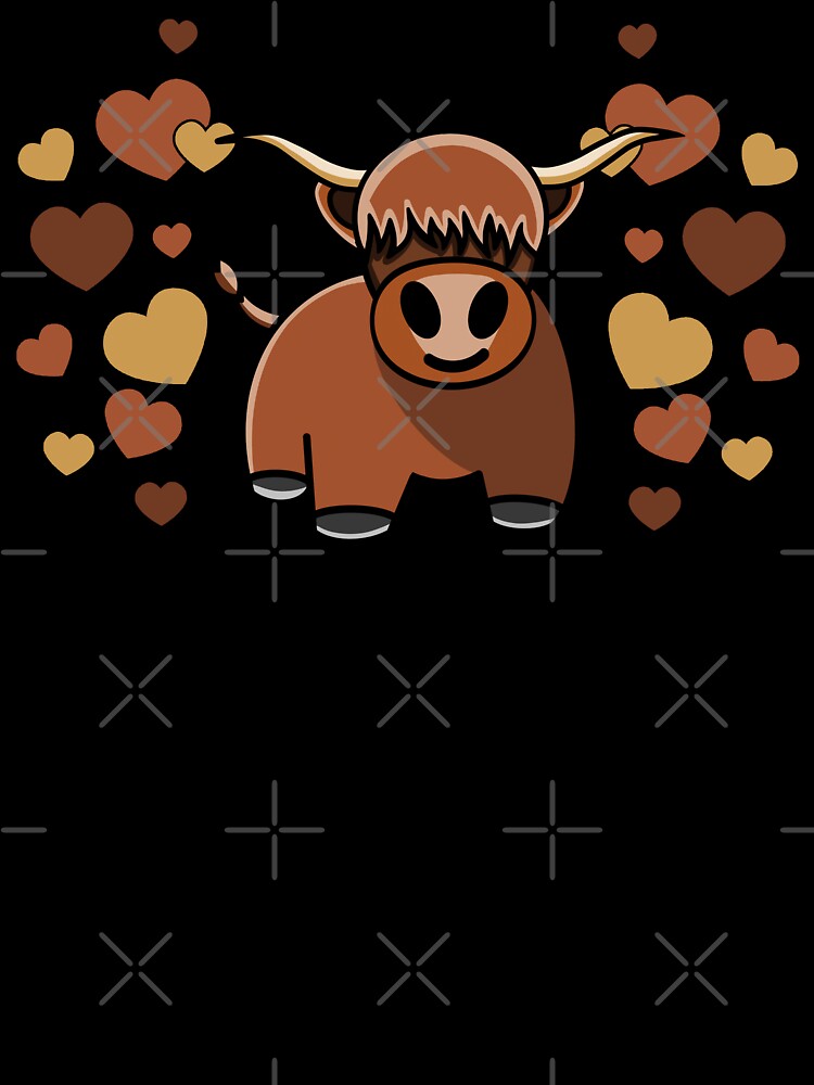 Highland Cow Surrounded By Hearts by eternallygifted