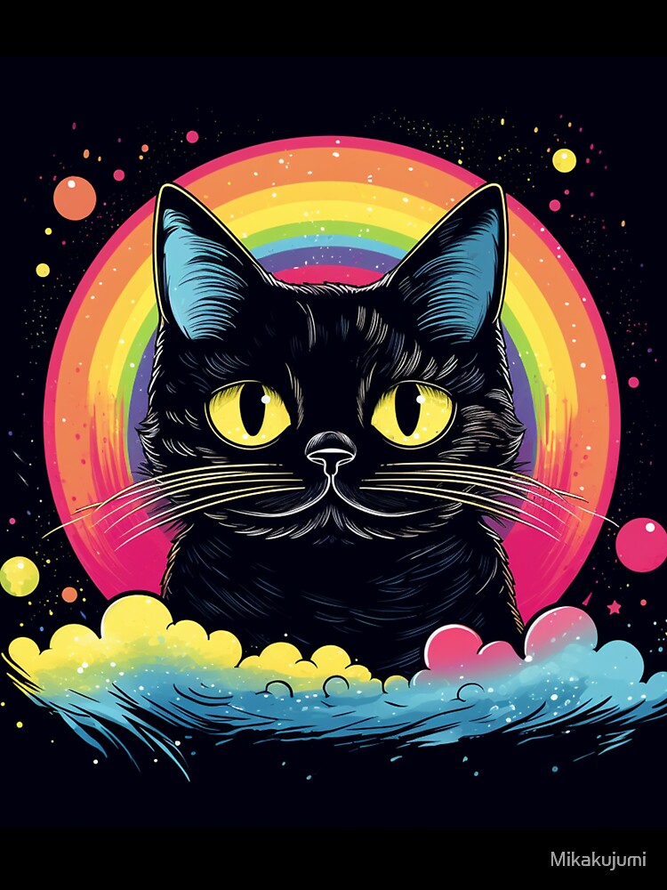 Rainbow black cat by Mikakujumi