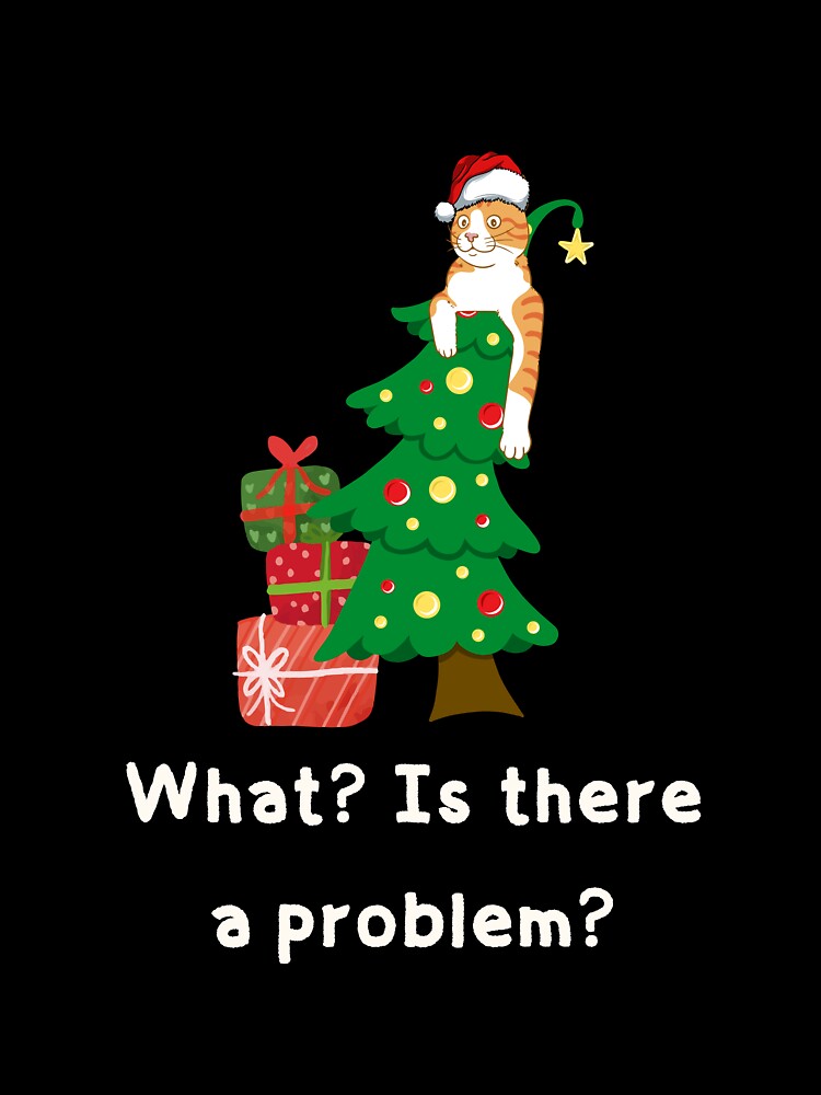 Funny Orange Cat on Christmas Tree - Sarcastic Ginger Cat by Cat Stories