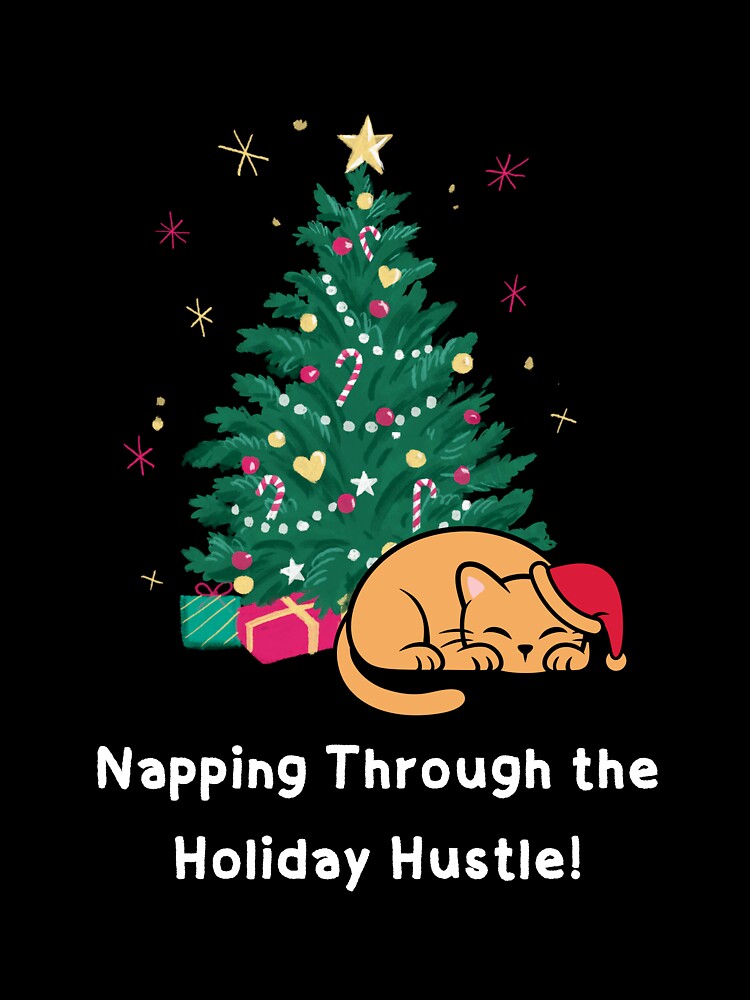 Funny Orange Cat Christmas Tree - Napping Through The Holiday Hustle by Cat Stories