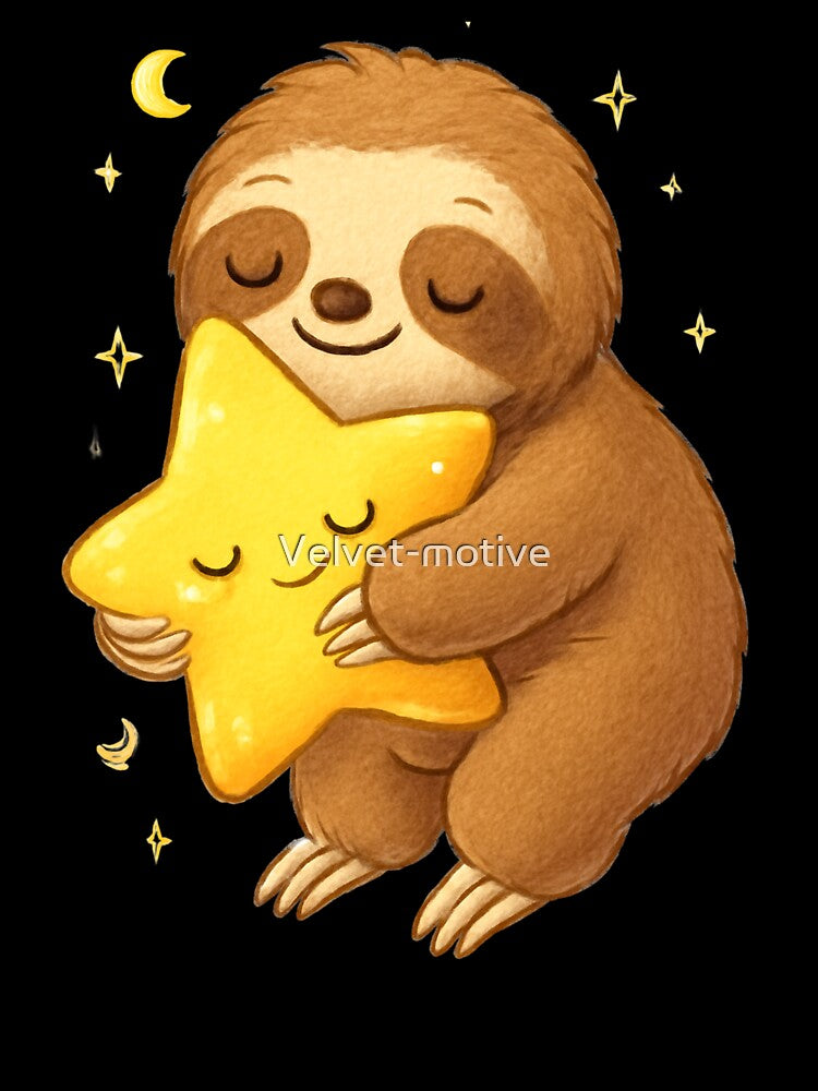 Cute Sloth Hugging Star by Velvet-motive