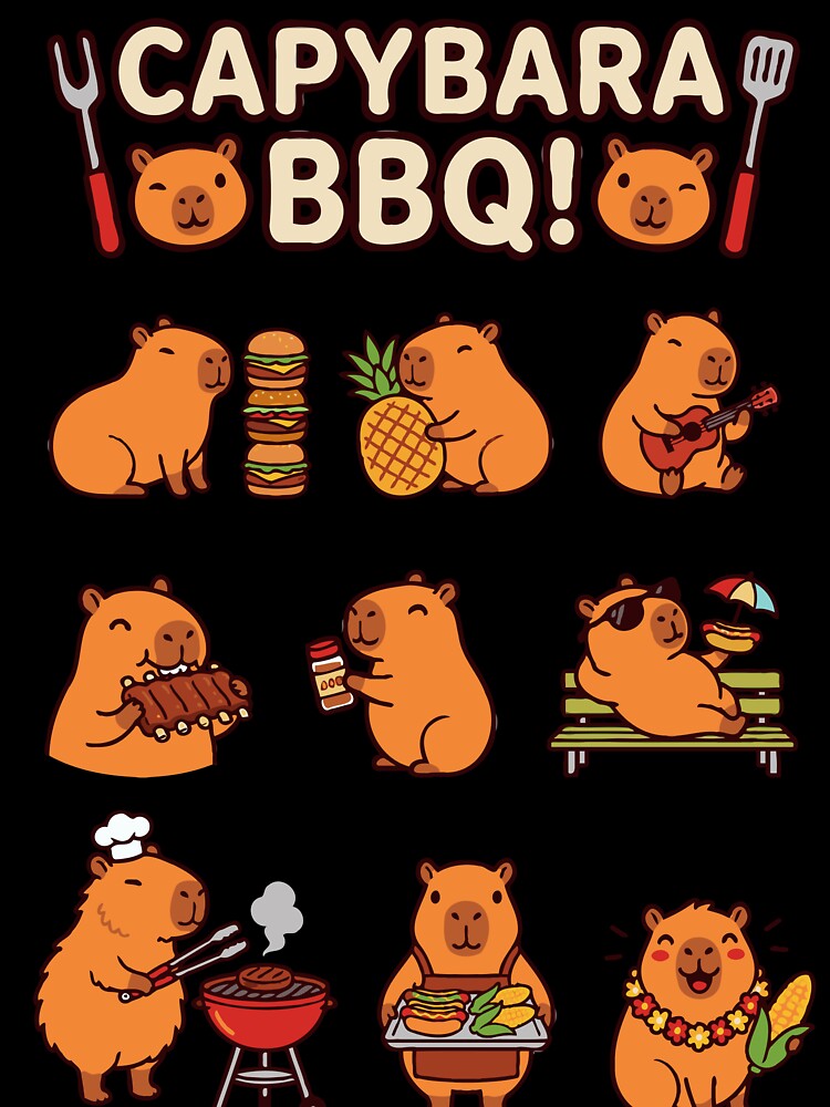 Capybara BBQ Cocktail Sticker Sheet - Tee by RedStreamStudio
