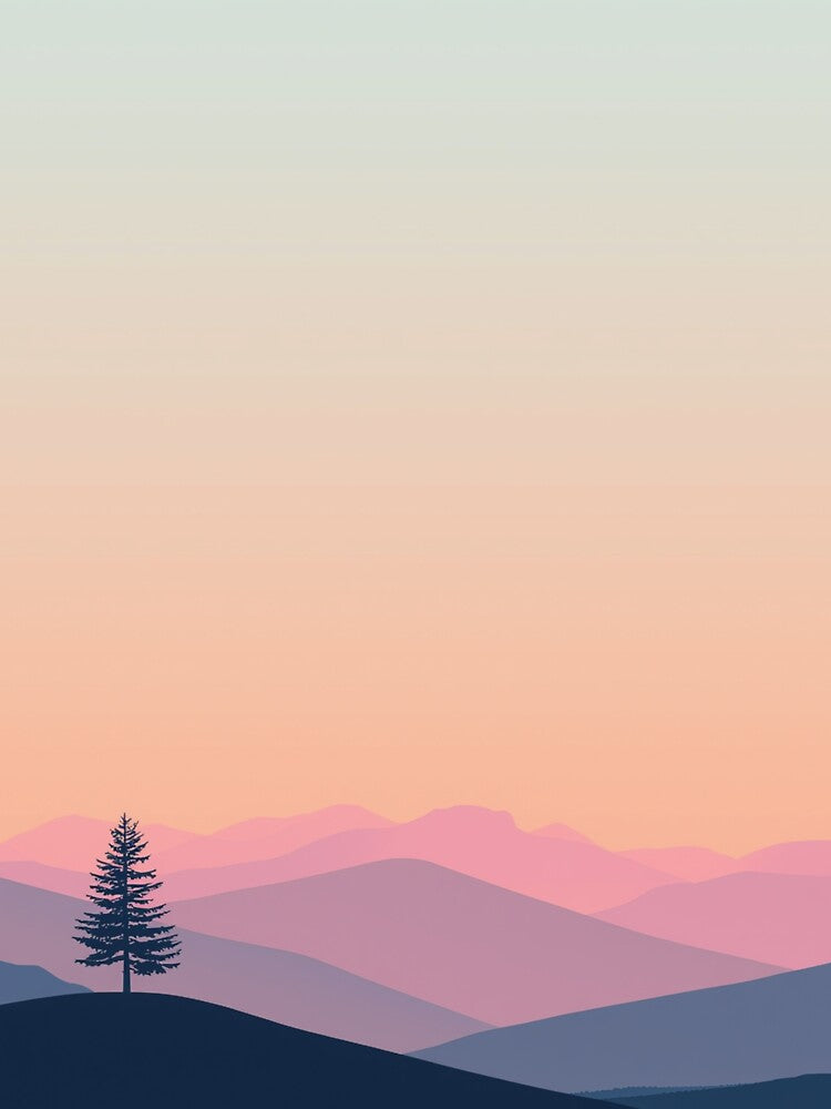 Serene Mountain Sunrise Minimalist by Art-by-Teju