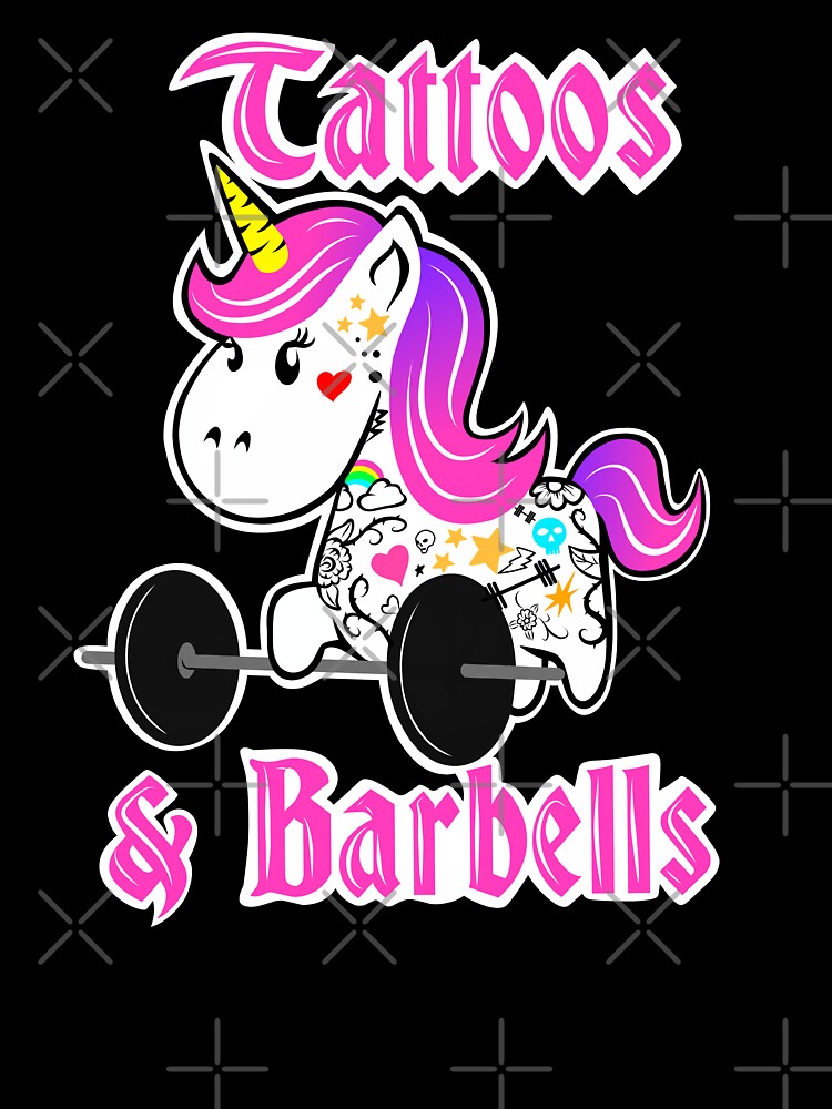 Fitness girl, barbell unicorn, tattoos and barbells by Tim Addison