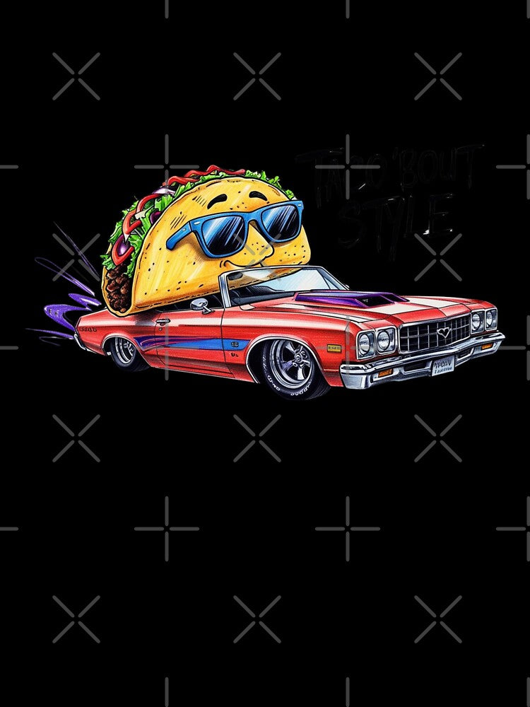 Cool Taco Driving Classic Car Illustration by LOLThreads