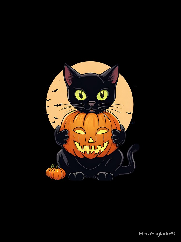 Black Cat and Halloween Pumpkin by FloraSkylark