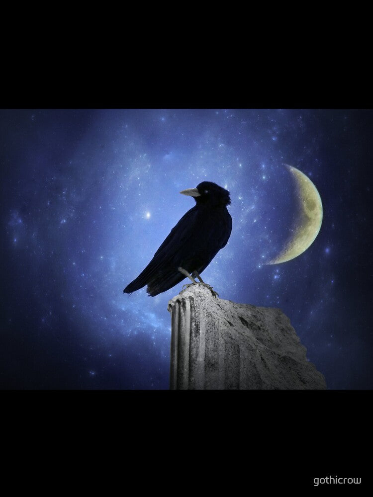 Crow And A Crescent Moon by gothicrow
