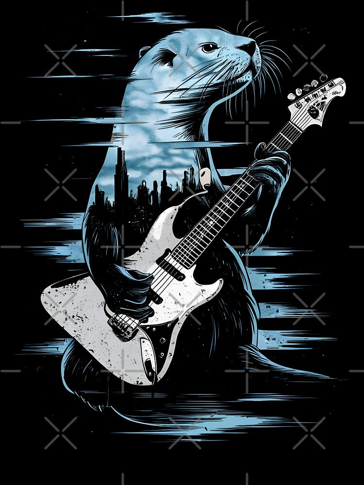 River sea Otter Playing guitar Cute wildlife Graphic art by MTRBSK11