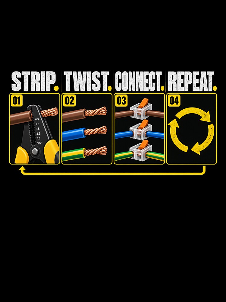 Strip Twist Connect Repeat Funny Electrician Design by ABprintstudio