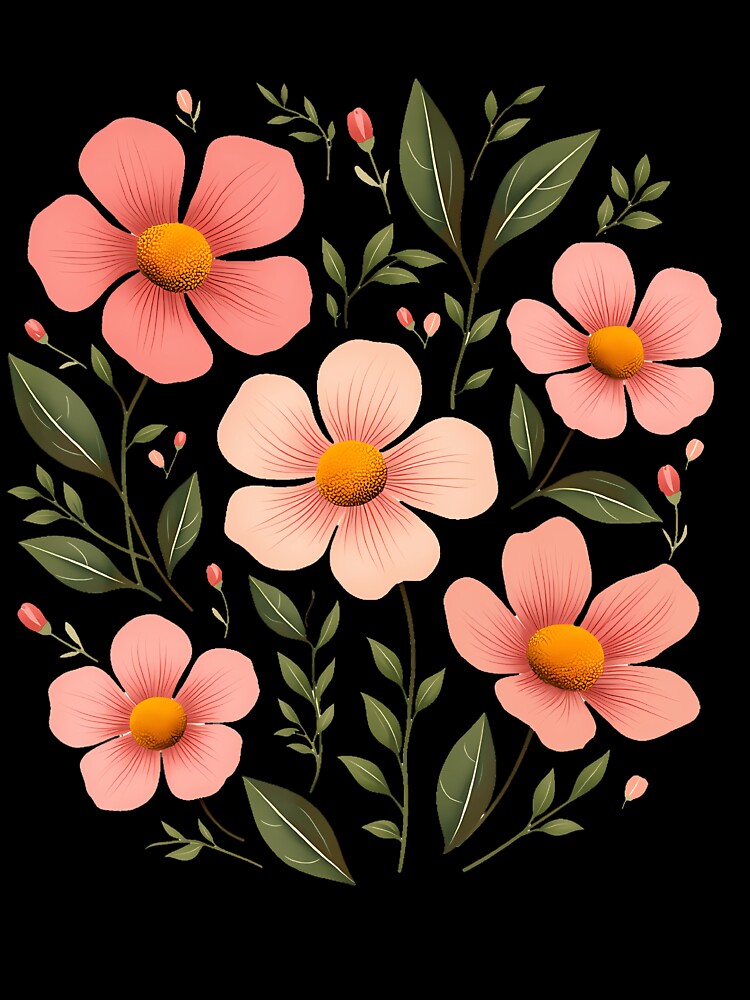 Botanical Pink Wildflowers Boho Floral by PaulaStokes2
