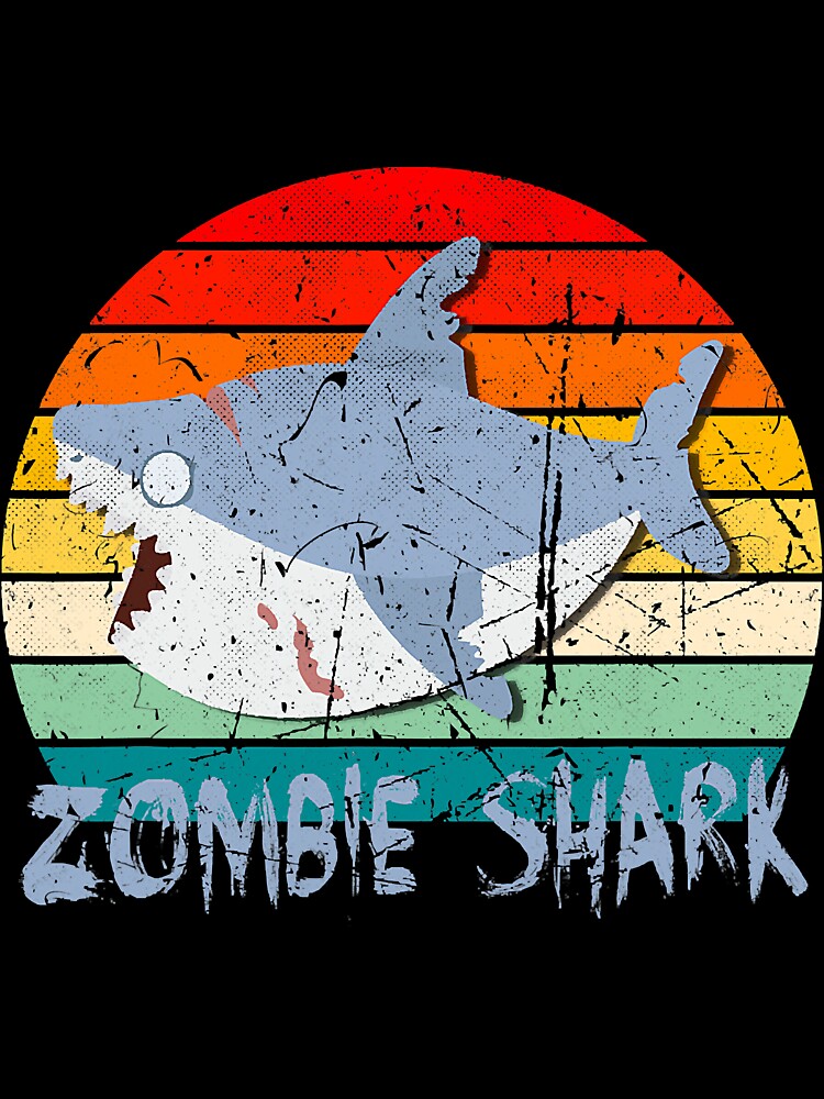 Zombie Shark Distressed Retro Sunset by BundlerVq