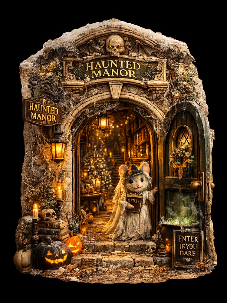 Haunted Manor Mouse – Cute Gothic Halloween Art by GSizzle1