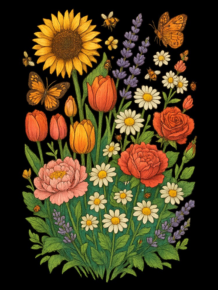 Colorful Flower Garden Explosion – Botanical Design by Rushurban