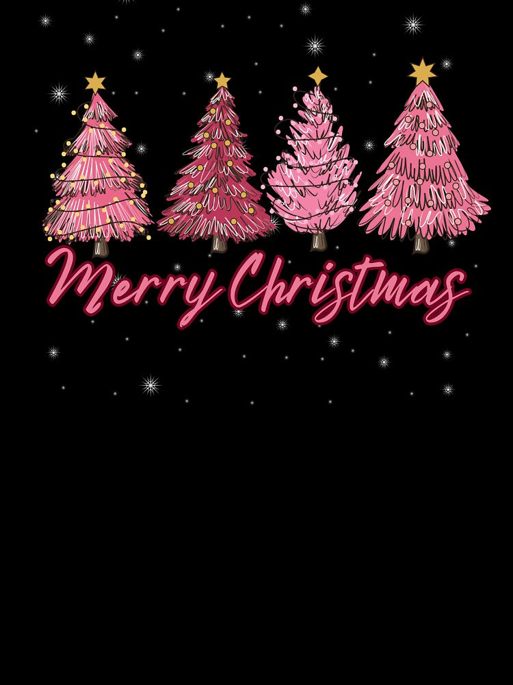 Merry Christmas retro pink trees by 21DashDesigns