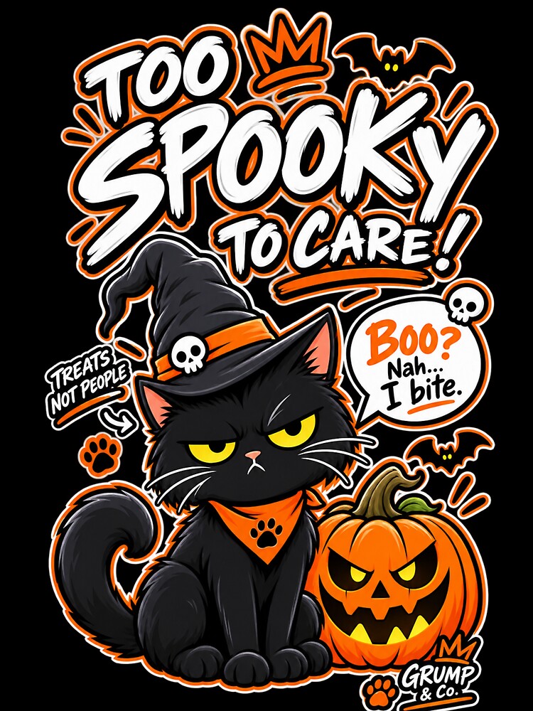 Grumpy Black Cat Halloween Jack O Lantern by Grump and Co