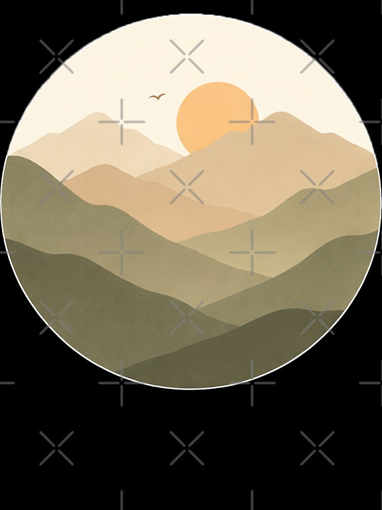 Minimal Mountain Badge – Scandinavian Hiking Emblem Illustration by Fernova