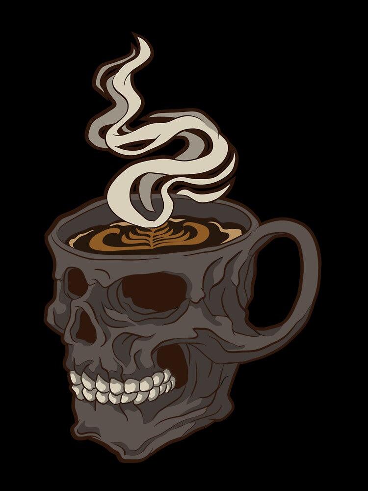 Funny Coffee Cup Barista Comic Skull by Luxara1