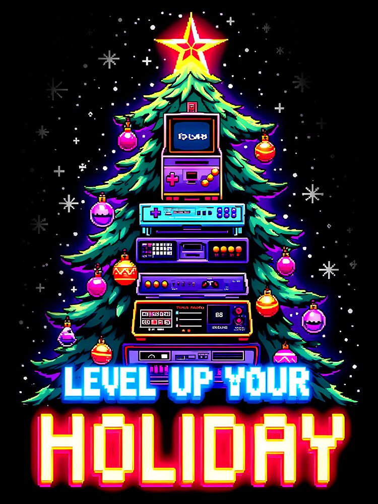Vintage Gaming Christmas Tree: 8 bit Pixel Art by BNCH44