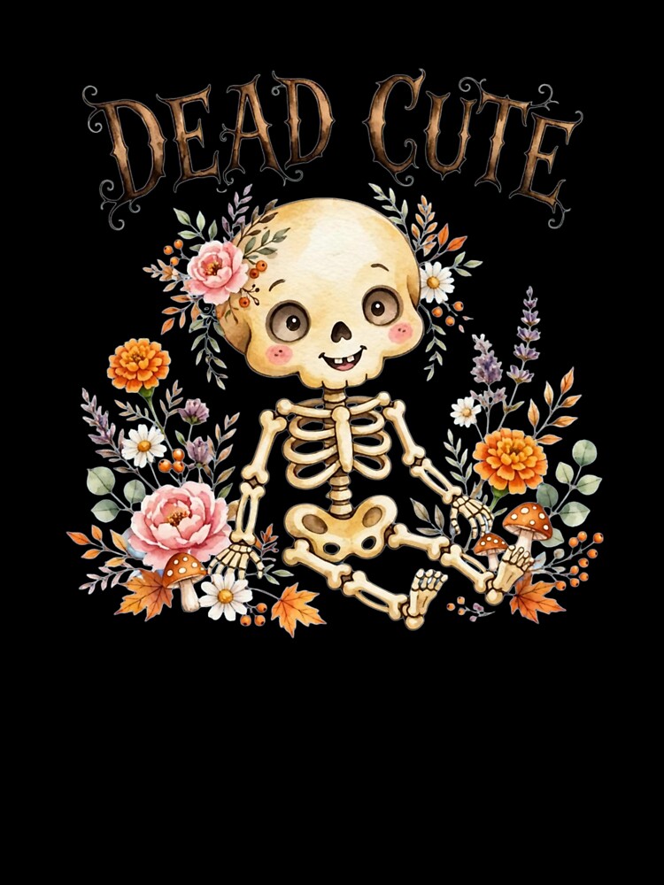 Dead Cute Skeleton Flowers – Pastel Halloween Watercolor by ZyVoAli