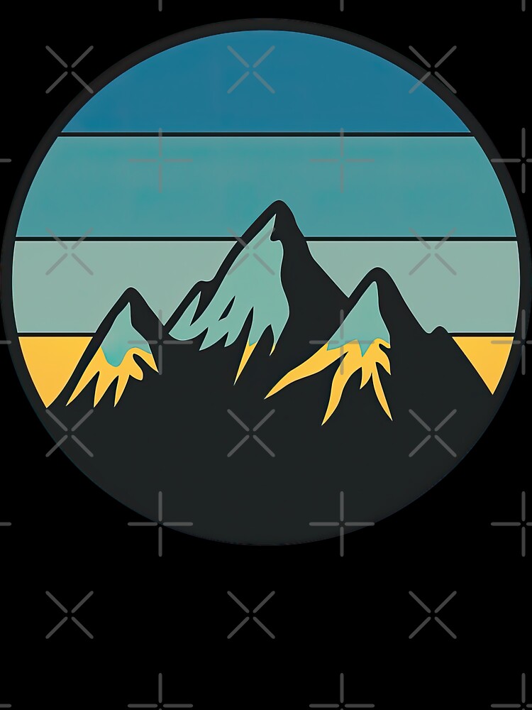 Minimalist Mountain Sunset with Retro Color Stripes by ArtfulWeave