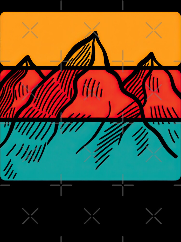 Abstract Retro Mountains and Lake Color Block Art by ArtfulWeave