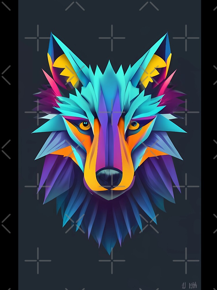 Geometric Wolf, colorful and vibrant by Sticky ™