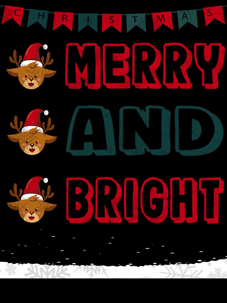 Merry and Bright Reindeer Christmas Design by PrintistryArt