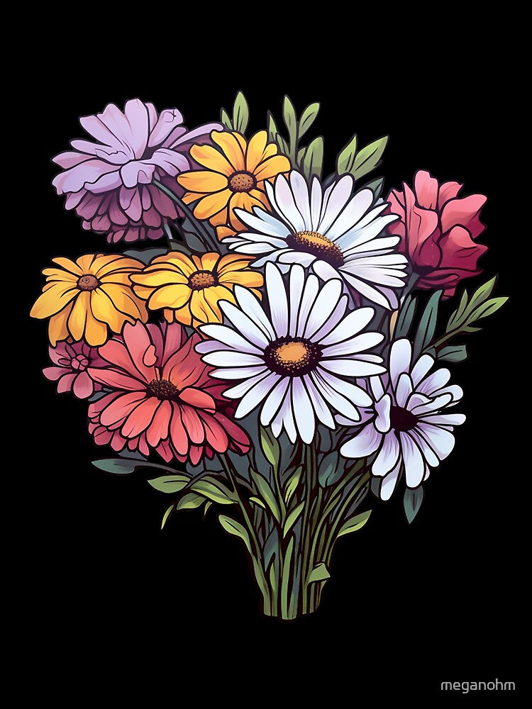 Hand Drawn Wildflower Bouquet in Pastels by meganohm