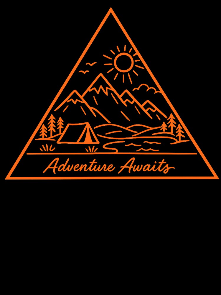 Adventure Awaits | Minimalist orange outline print by Masha_D