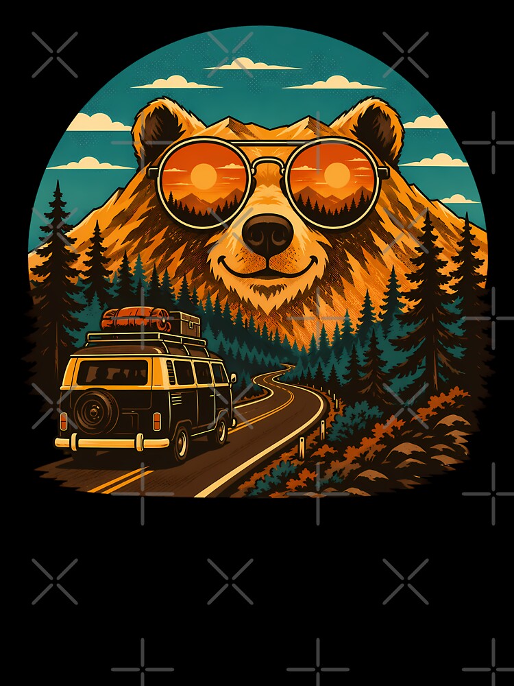 Vintage Van Life Bear Camper Sunset Adventure by chattsuede