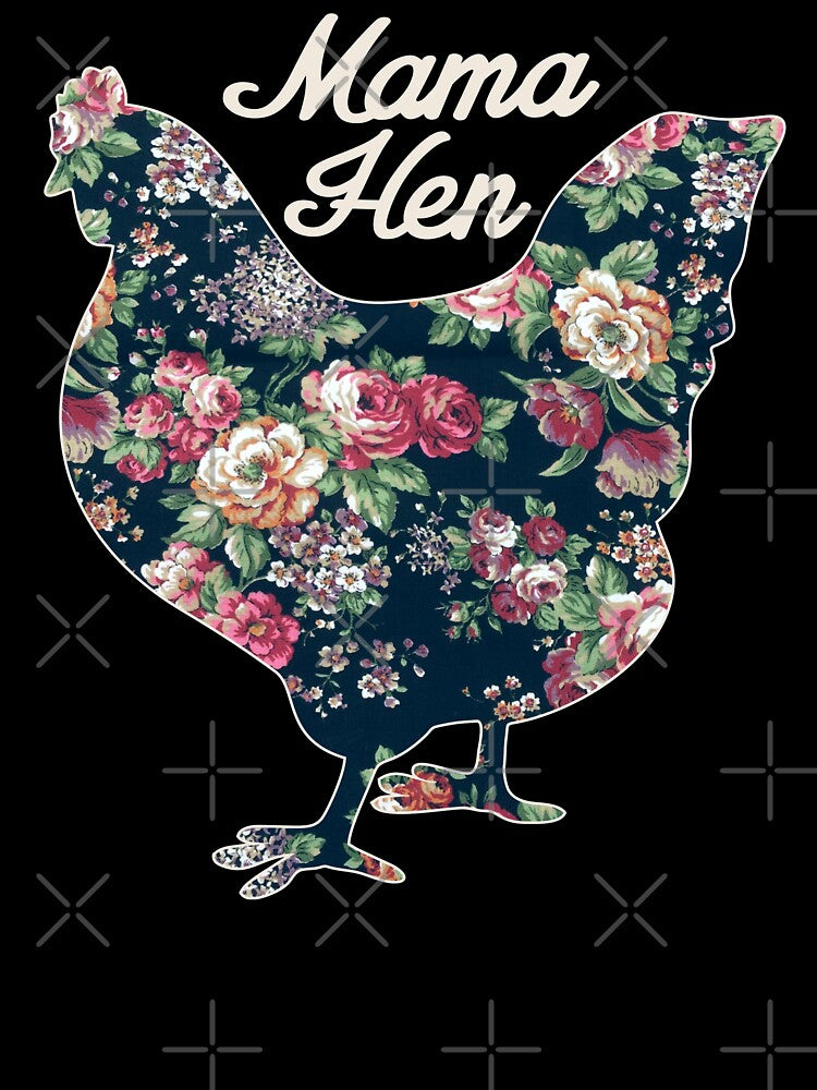 Mama Hen Floral Chicken Countrycore Aesthetics Cute Flowers Print for Mom Who Loves Chickens by alenaz