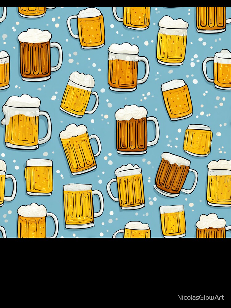 Hand Drawn Beer Mugs Pattern Ale Lager Design by NicolasGlowArt