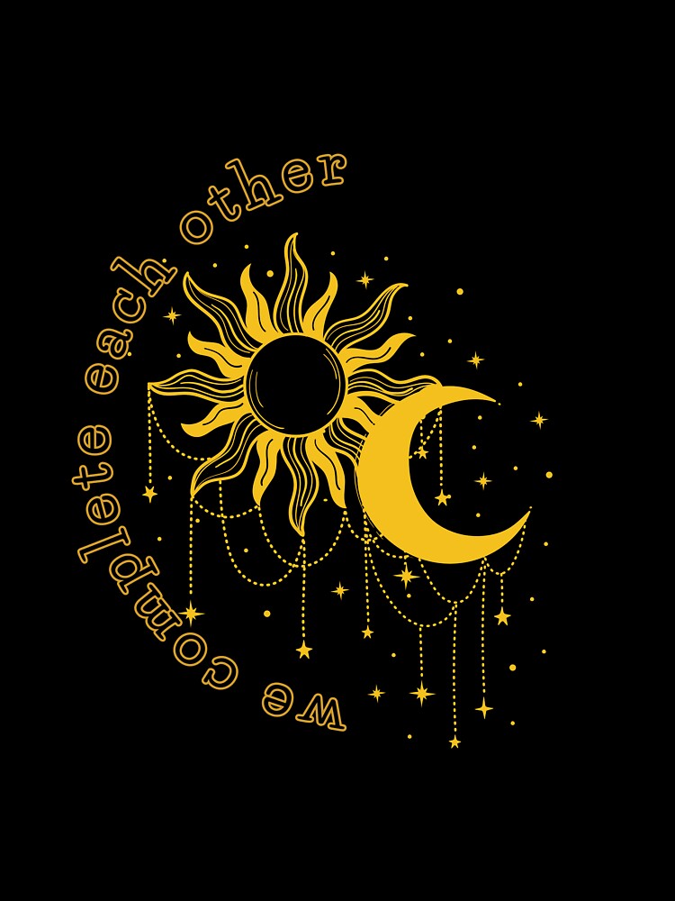 Celestial   black and   yellow colourful  Cute  design with moon and  sun and stars 6 by CosmicNook1