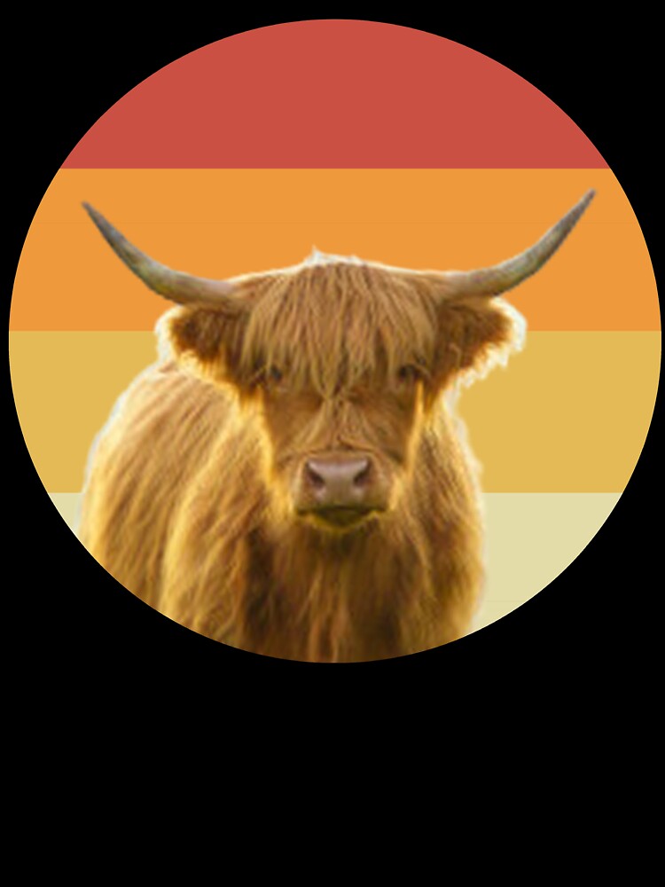 cute highland cow vintage retro face by alaechamlal