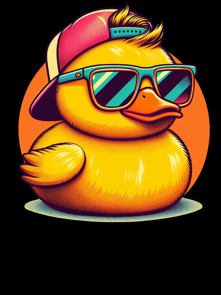 Cool Retro Yellow Duck in Sunglasses 70s 80s 90s Funny Duck Meme by haitrieuic96
