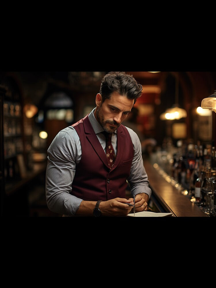 Sommelier Planning Wine for Upscale Restaurant by TheBrainArt