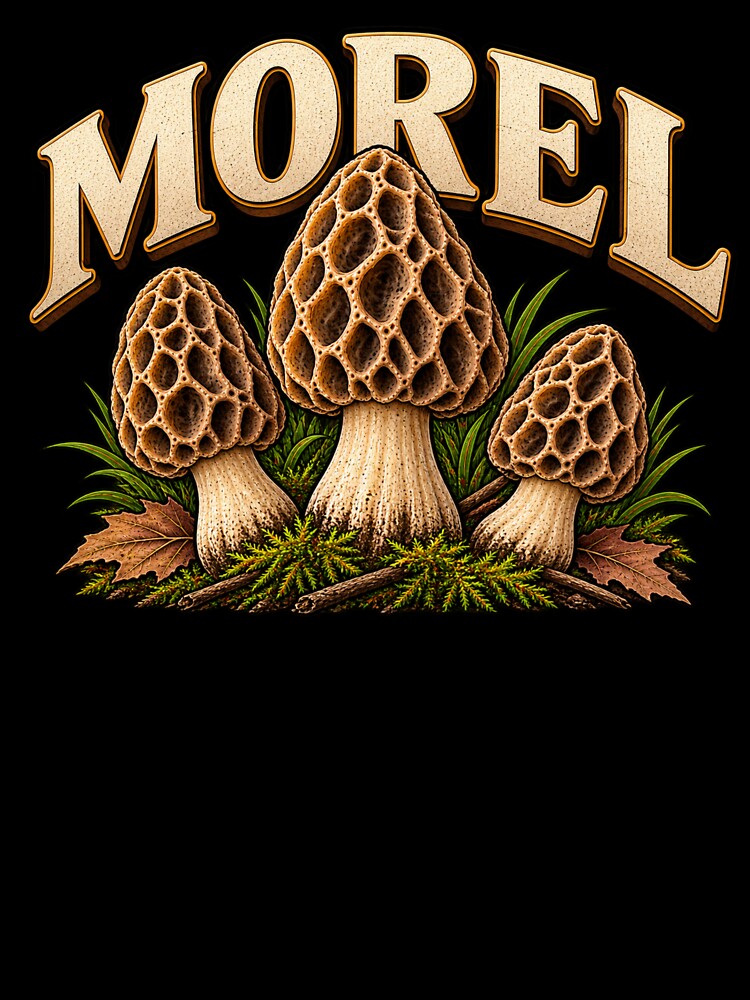 Morel Mushroom Vintage Foraging Design by OddHobbyClub
